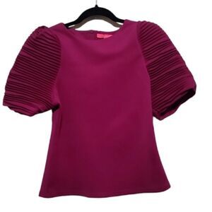 Xtaren Women's Pink Puffy Short-Sleeve Blouse Size Small